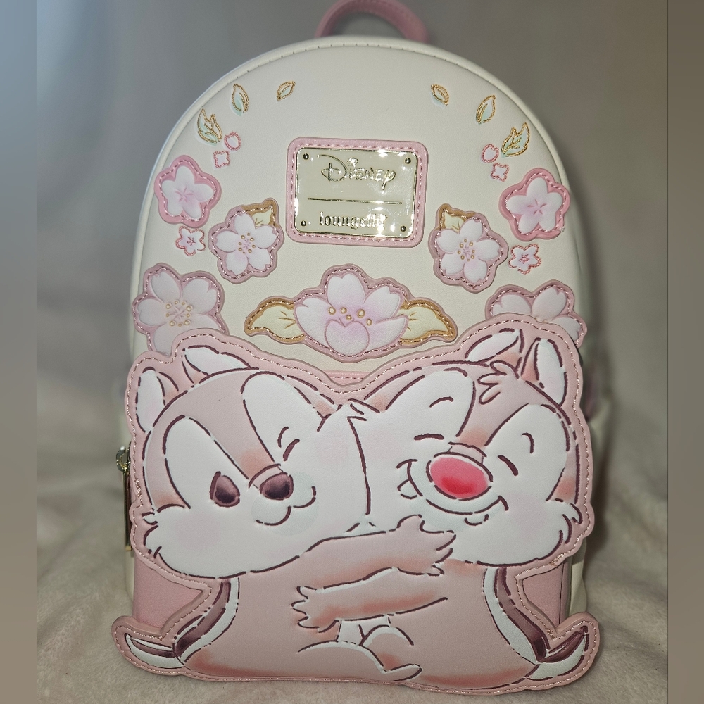 Loungefly Disney Chip 'n' Dale Cherry Blossoms Mini Backpack NWT